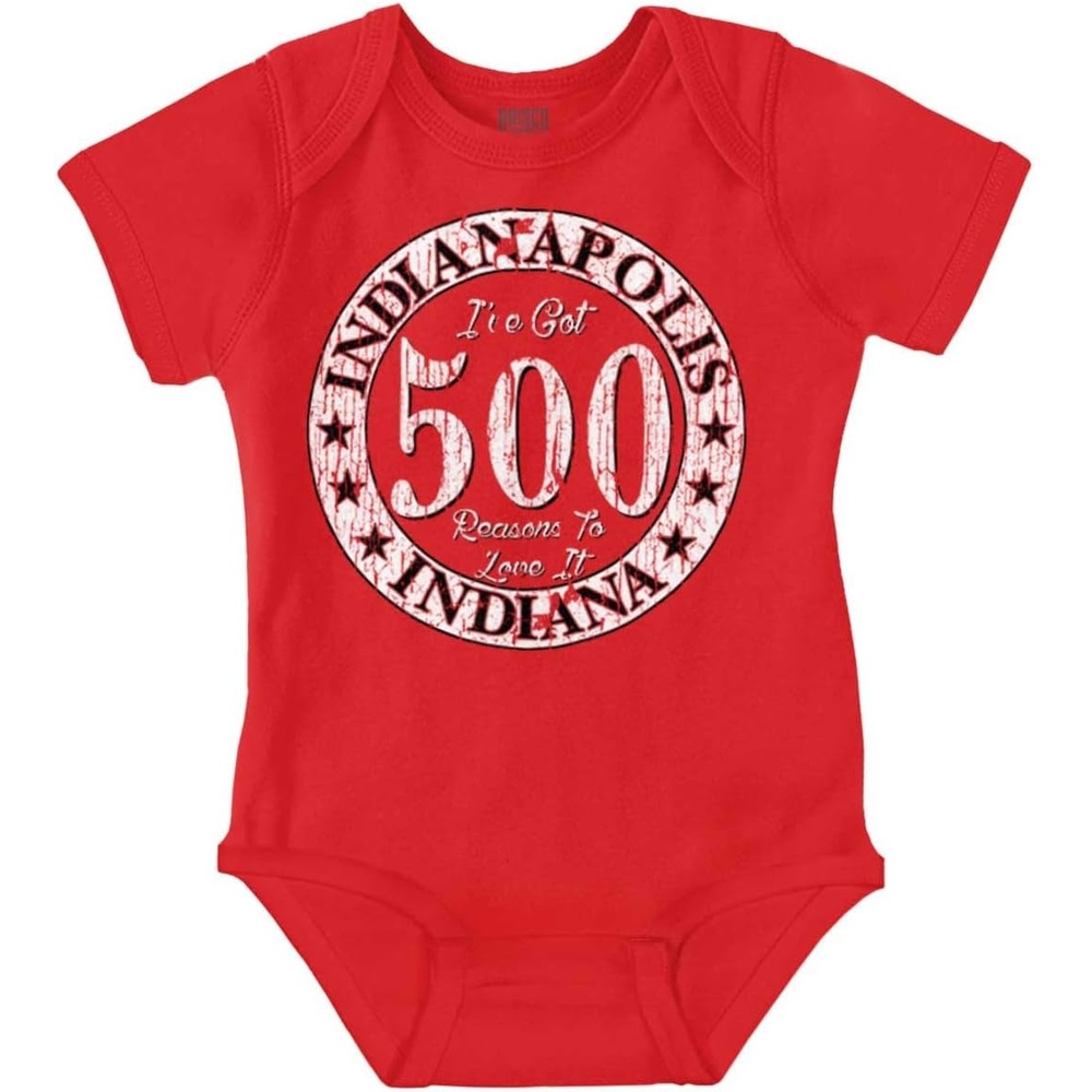image:imageBrisco Brands 500 Reasons to Love Indianapolis IN Baby Romper Boys or GirlsRed