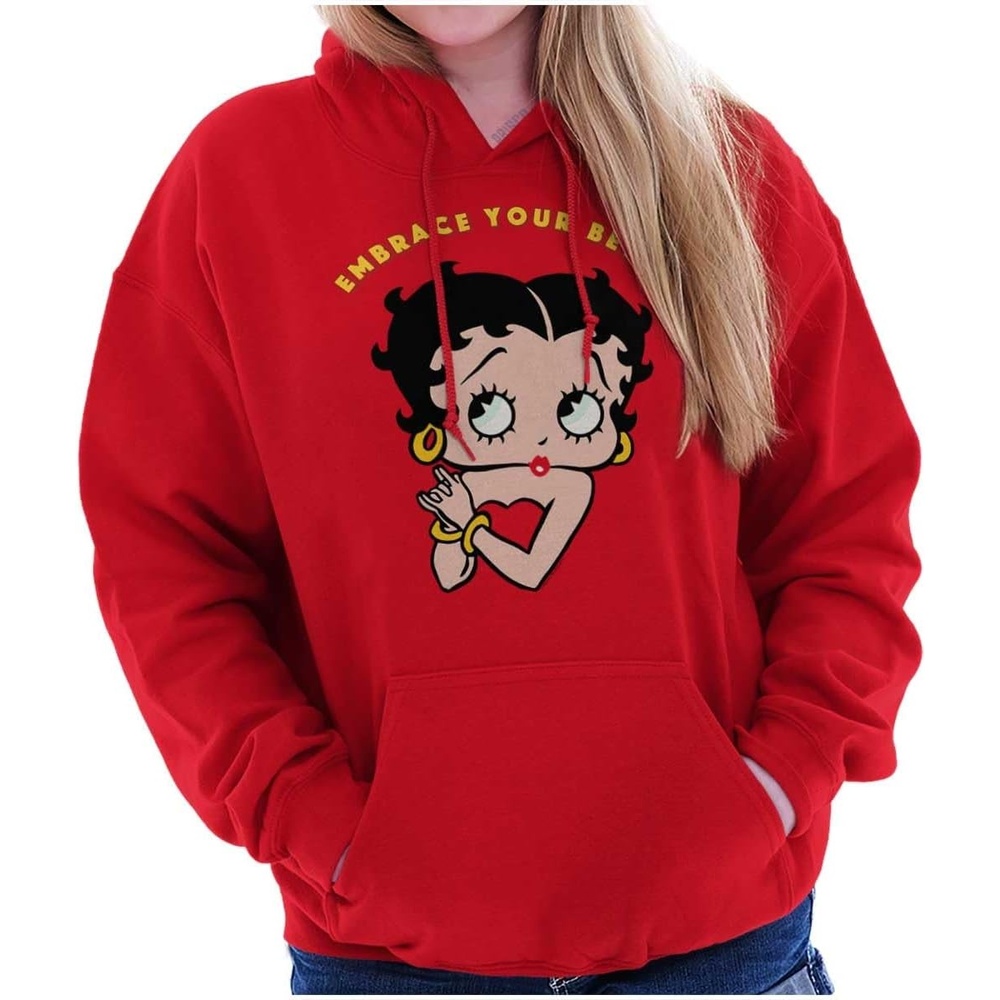 image:imageBrisco Brands Betty Boop Cartoon Cute Motivational Hoodie Sweatshirt WomenAntique Cherry Red