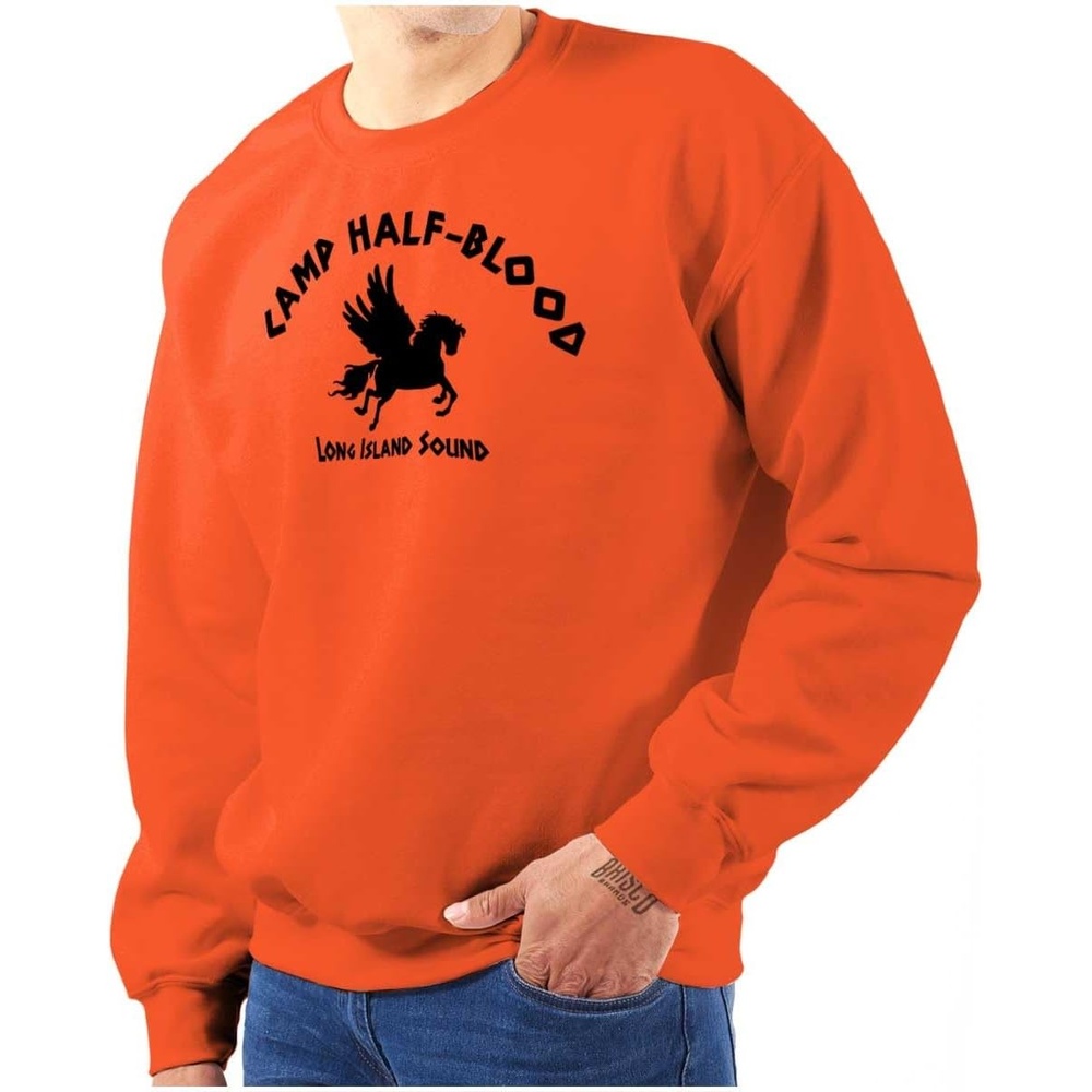 image:imageBrisco Brands Camp Half Blood Greek Mythology Sweatshirt for Men or WomenOrange