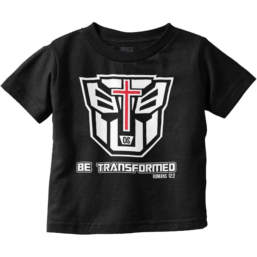 image:imageBrisco Brands Christian Bible Verse Be Transformed Toddler Boy Girl T ShirtBlack