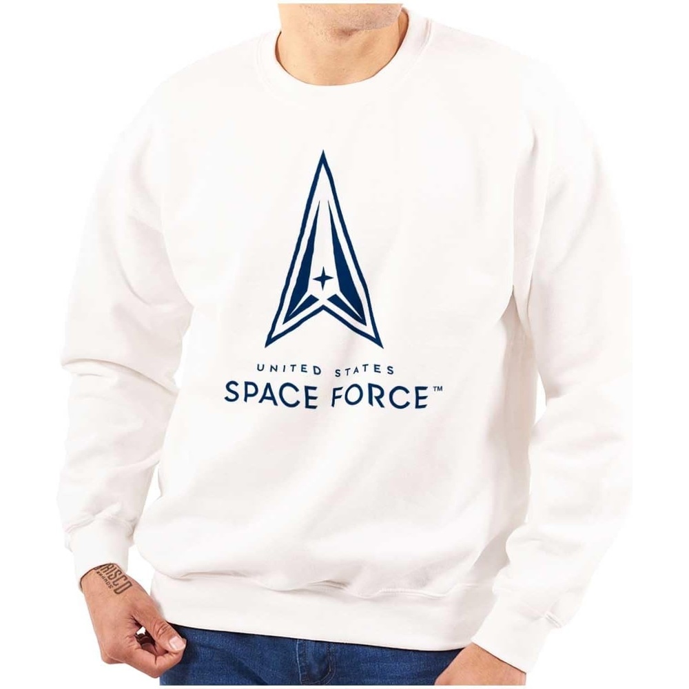 image:imageBrisco Brands Classic US Space Force Military Logo Sweatshirt for Men or WomenWhite