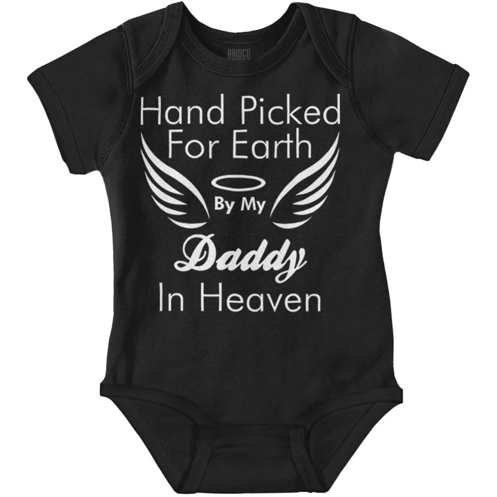 image:imageBrisco Brands Father Hand Picked By Daddy in Heaven Baby Romper Boys or GirlsBlack