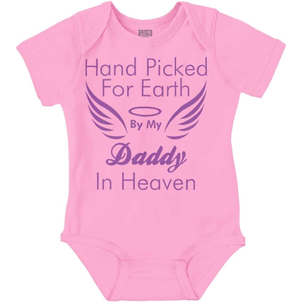 image:imageBrisco Brands Father Hand Picked By Daddy in Heaven Baby Romper Boys or GirlsPink