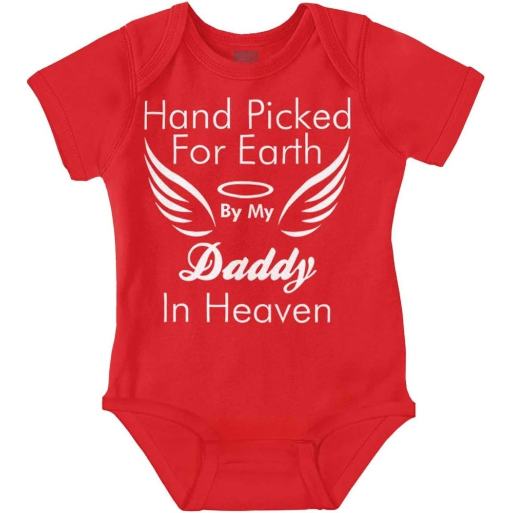 image:imageBrisco Brands Father Hand Picked By Daddy in Heaven Baby Romper Boys or GirlsRed