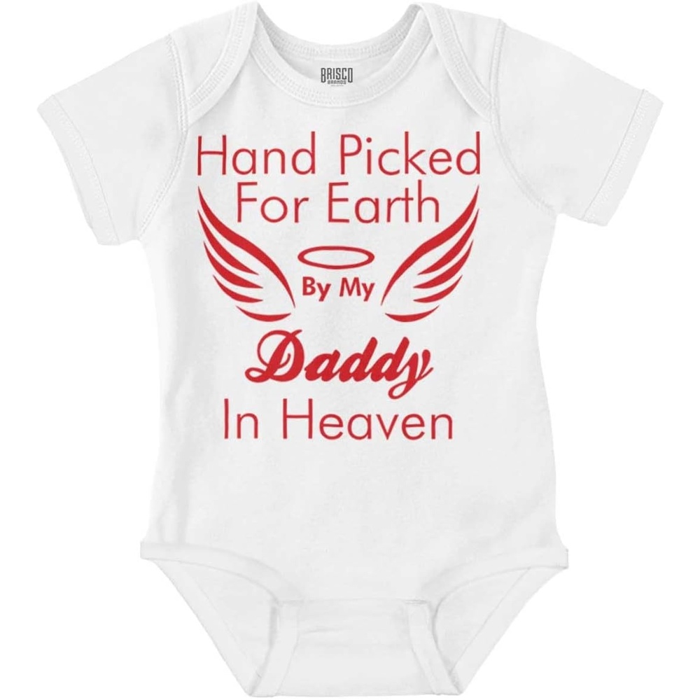 image:imageBrisco Brands Father Hand Picked By Daddy in Heaven Baby Romper Boys or GirlsWhite
