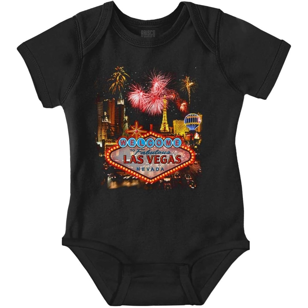 image:imageBrisco Brands Las Vegas Strip Casino Fireworks Baby Romper Boys or GirlsBlack