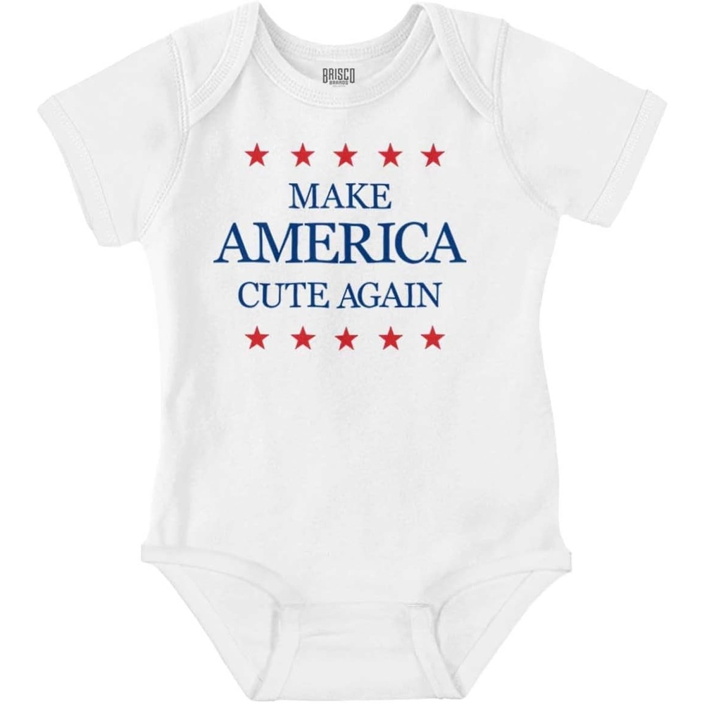 image:imageBrisco Brands Make America Cute Again Election Baby Romper Boys or GirlsWhite