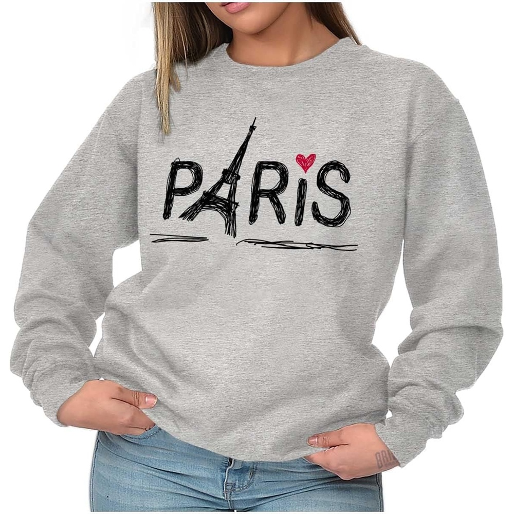 image:imageBrisco Brands Paris France Eiffel Tower Souvenir Women Crewneck SweatshirtSport Grey