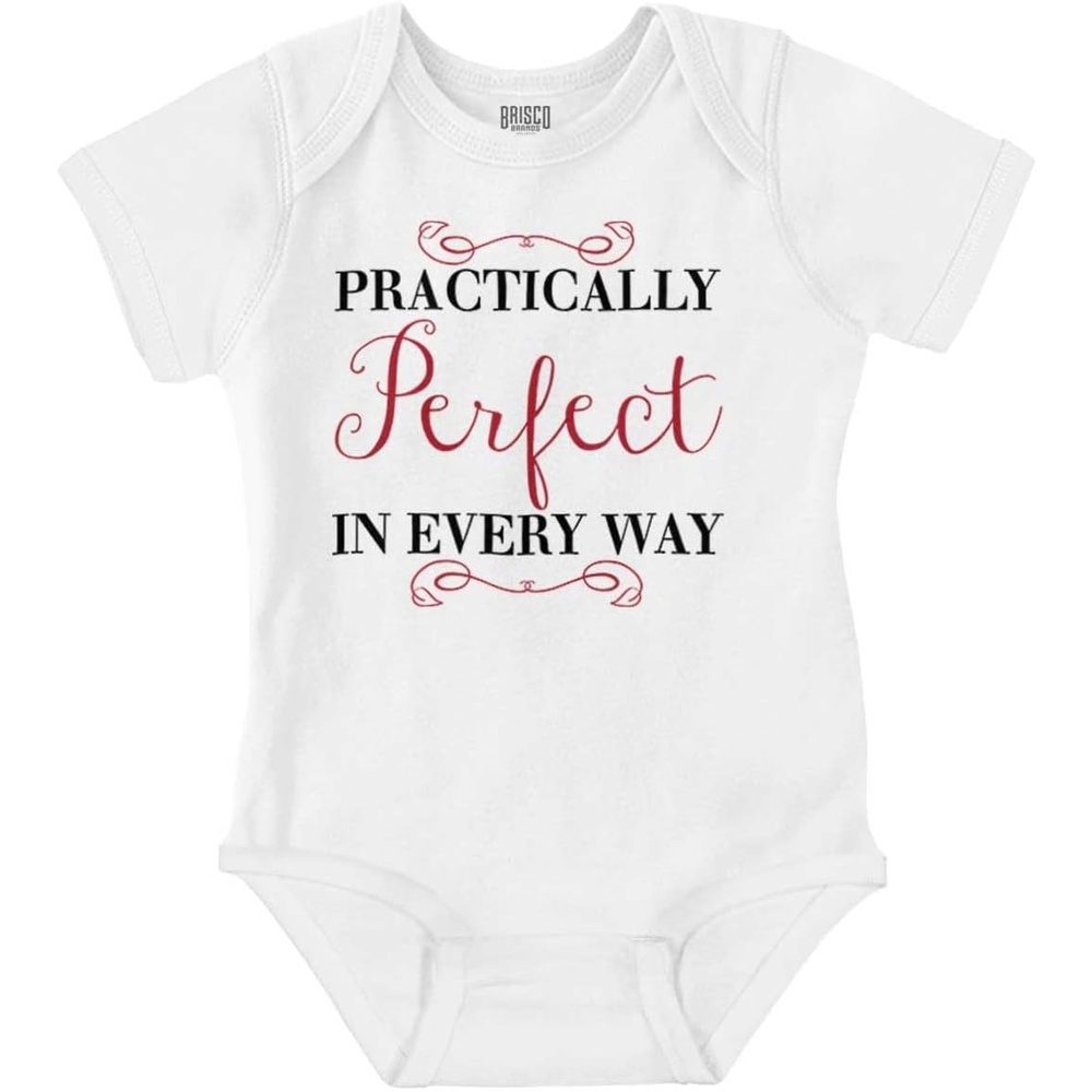 image:imageBrisco Brands Practically Perfect In Every Way Baby Bodysuit Jumper GirlsWhite