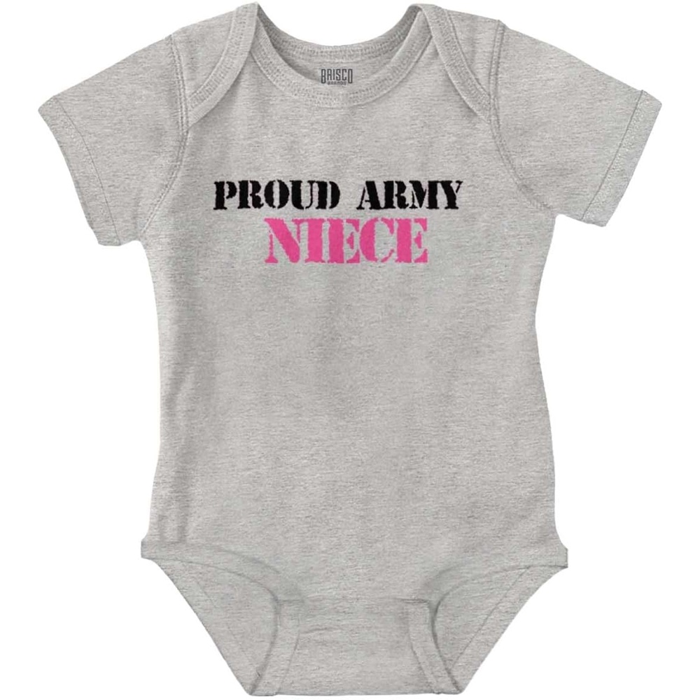 image:imageBrisco Brands Proud Army Niece Military Family Baby Bodysuit Jumper GirlsHeather