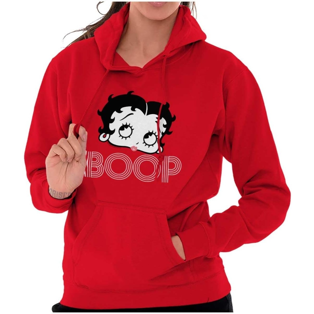 image:imageBrisco Brands Retro Betty Boop Cartoon Character Hoodie Sweatshirt WomenRed