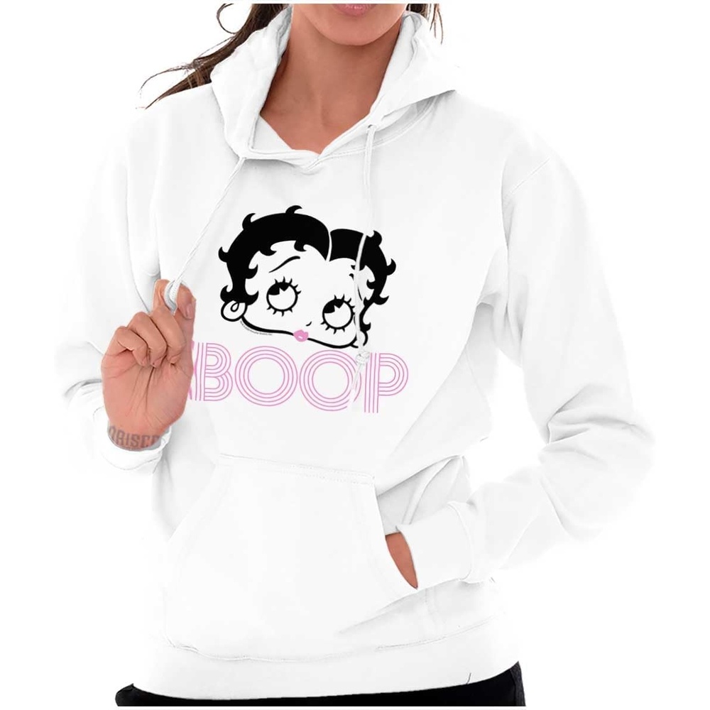 image:imageBrisco Brands Retro Betty Boop Cartoon Character Hoodie Sweatshirt WomenWhite