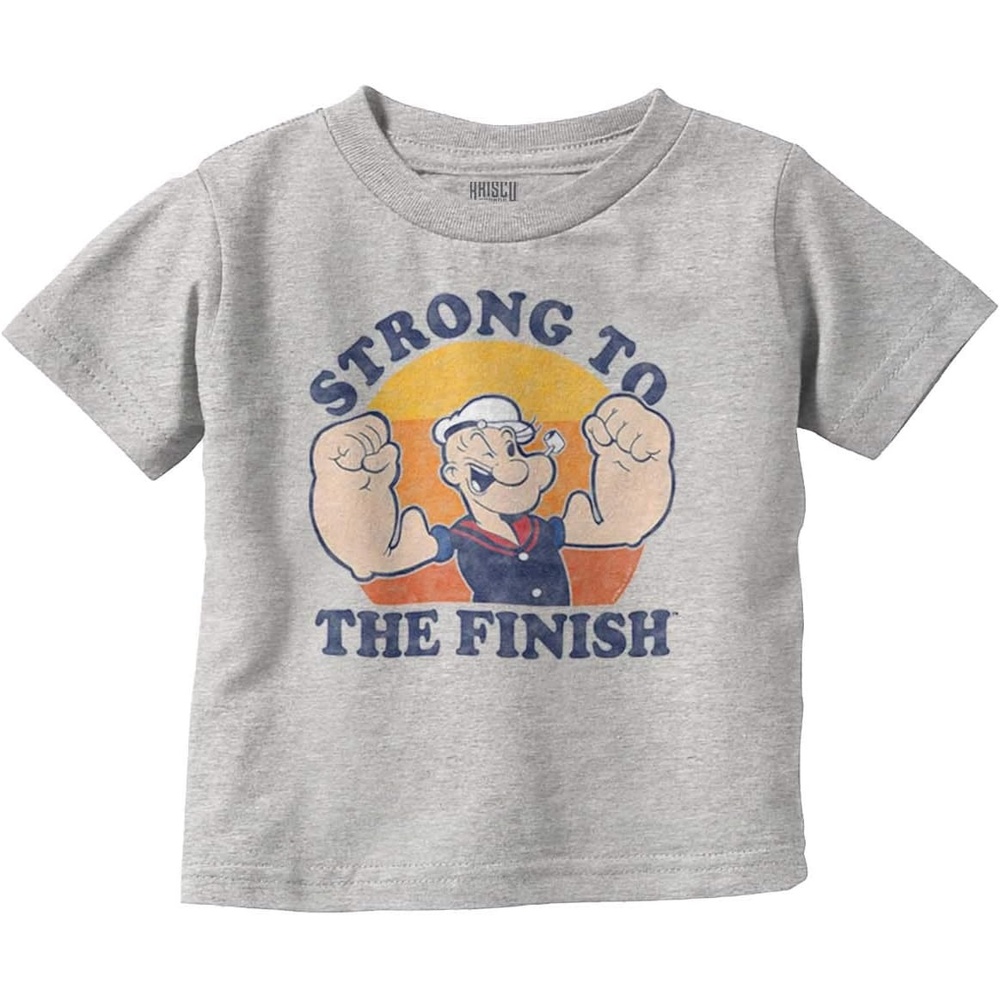 image:imageBrisco Brands Strong to The Finish Popeye Sailor Toddler Boy Girl T ShirtHeather