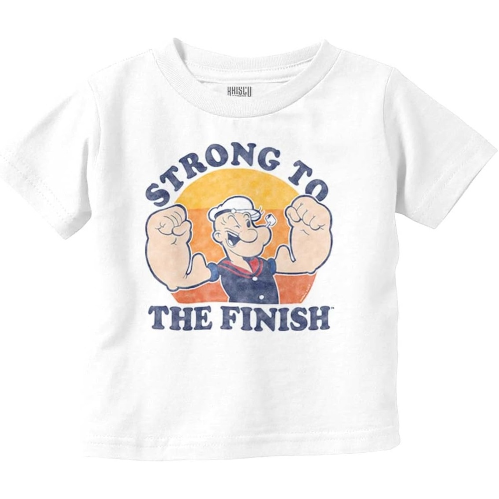 image:imageBrisco Brands Strong to The Finish Popeye Sailor Toddler Boy Girl T ShirtWhite
