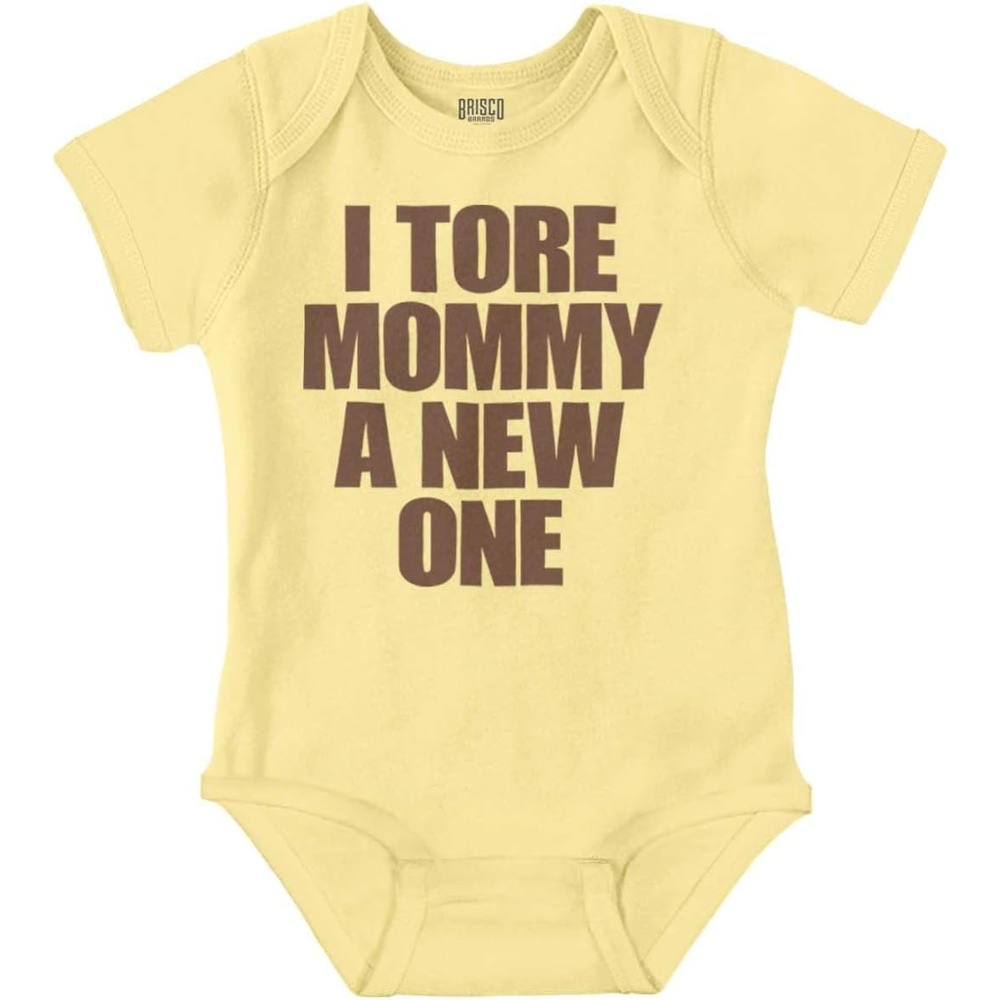 image:imageBrisco Brands Tore Mommy A New One Funny Humor Baby Romper Boys or GirlsBanana