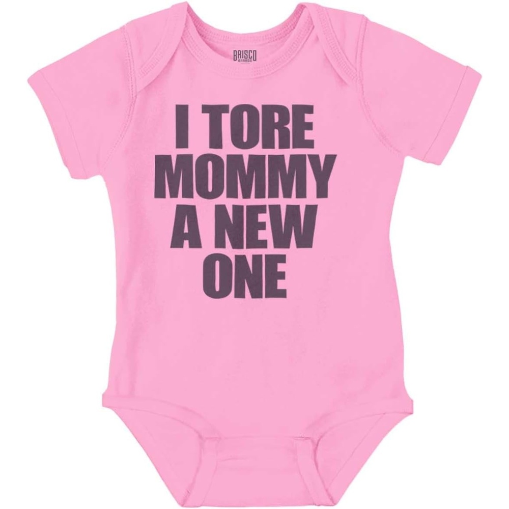 image:imageBrisco Brands Tore Mommy A New One Funny Humor Baby Romper Boys or GirlsPink