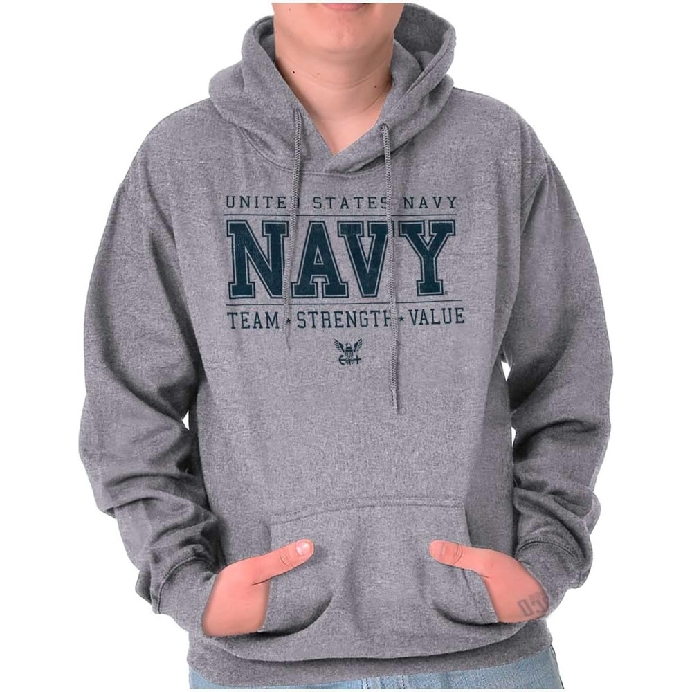 image:imageBrisco Brands US Navy Team Strength Value Hoodie Sweatshirt Women MenSport Grey