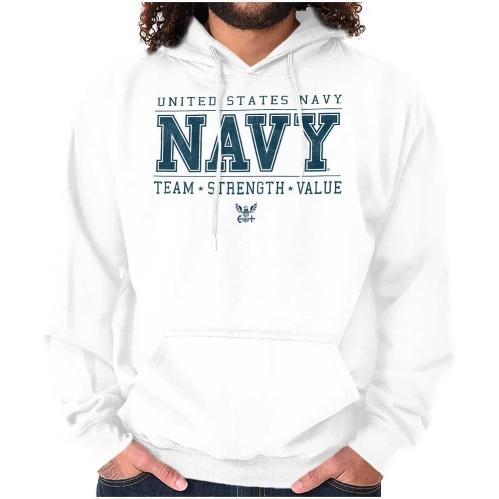 image:imageBrisco Brands US Navy Team Strength Value Hoodie Sweatshirt Women MenWhite