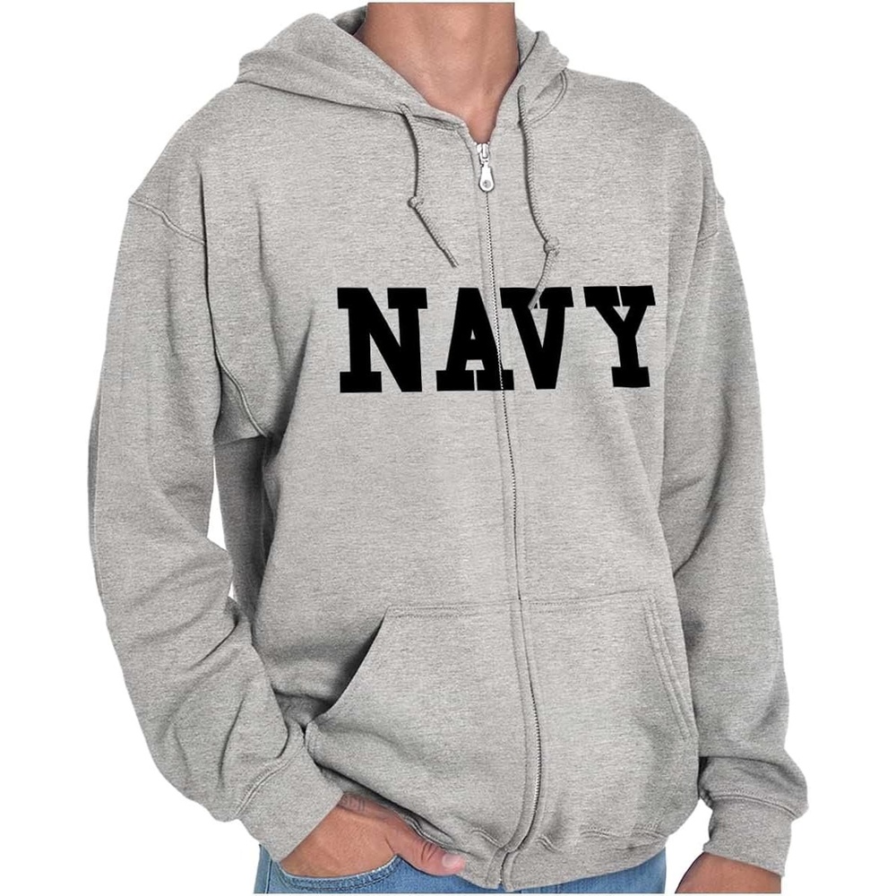 image:imageBrisco Brands United States Army Military Zip Up Hoodie Mens WomensNavy Sport Grey