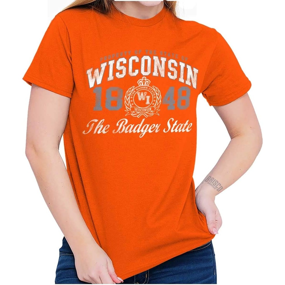 image:imageClassic Teaze Property of Wisconsin Badger State Womens Graphic T Shirt TeesOrange