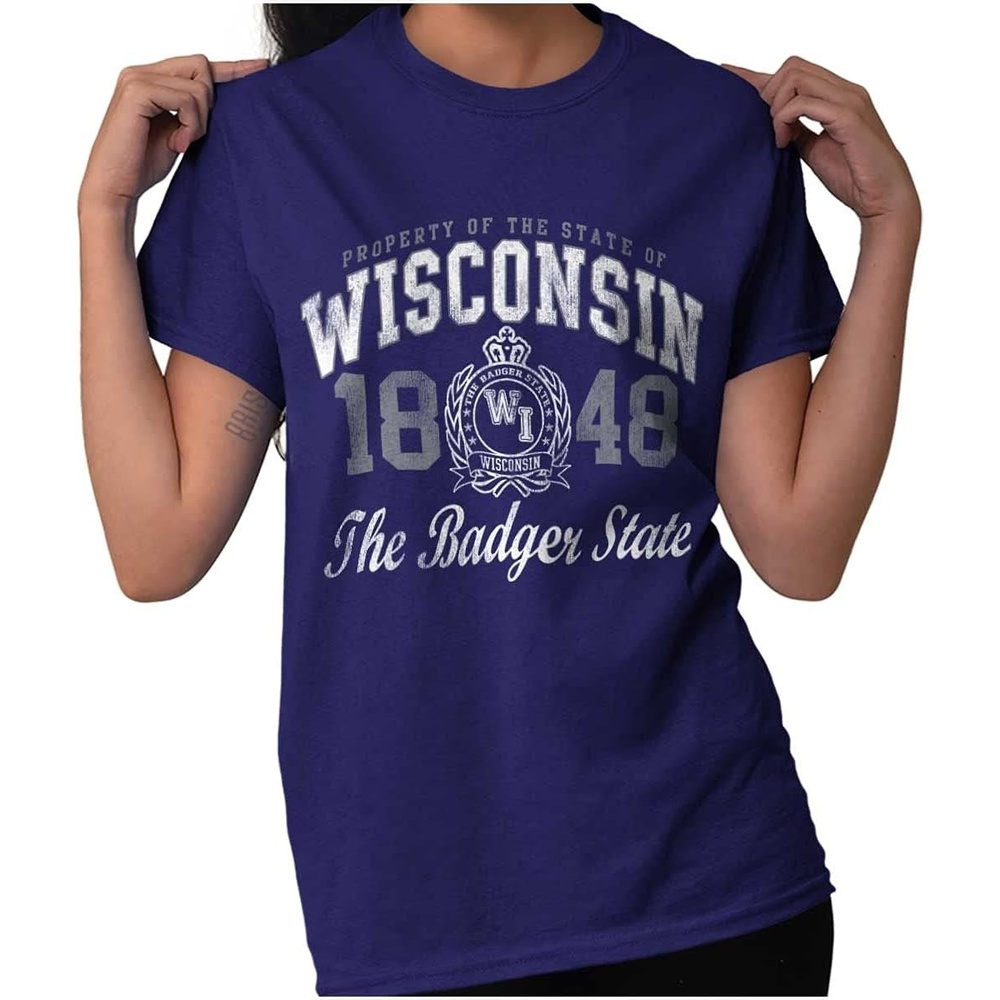 image:imageClassic Teaze Property of Wisconsin Badger State Womens Graphic T Shirt TeesPurple