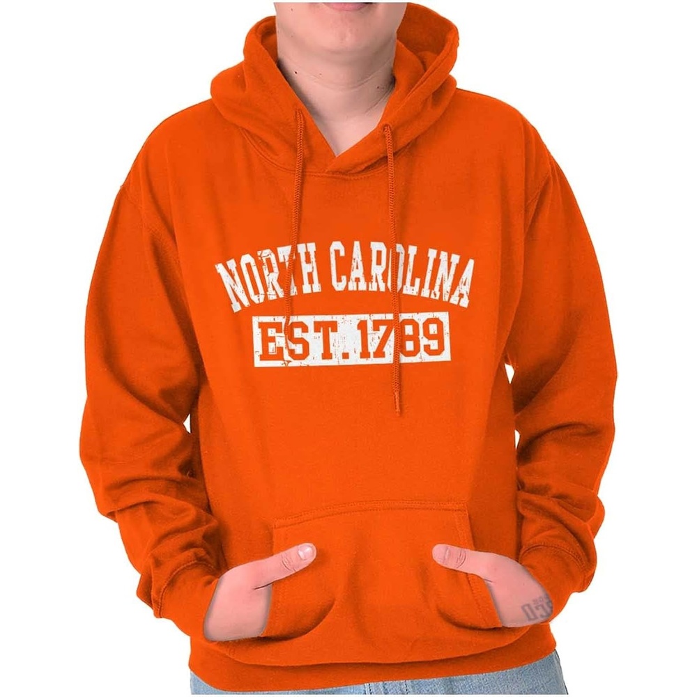 image:imageClassic Teaze Vintage North Carolina Distressed Est Hoodie Sweatshirt Women MenOrange