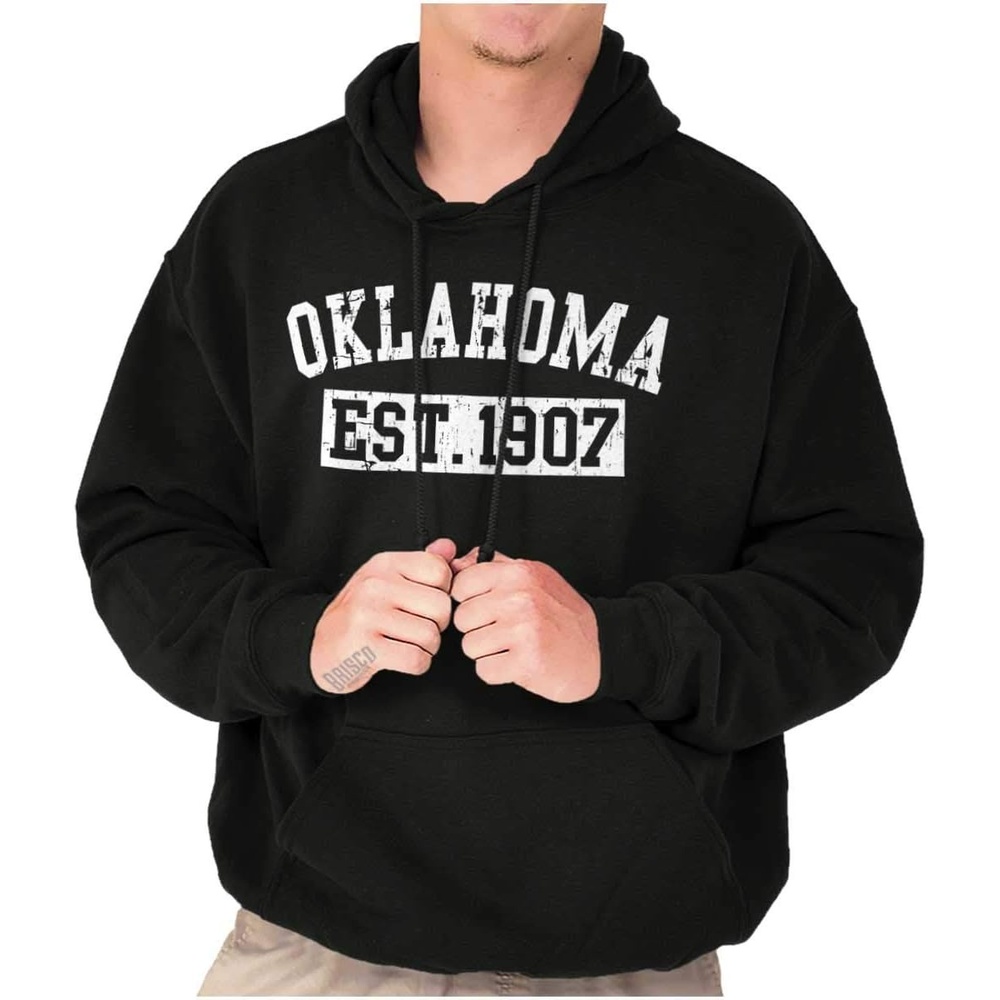 image:imageClassic Teaze Vintage Oklahoma Distressed Athletic Hoodie Sweatshirt Women MenBlack