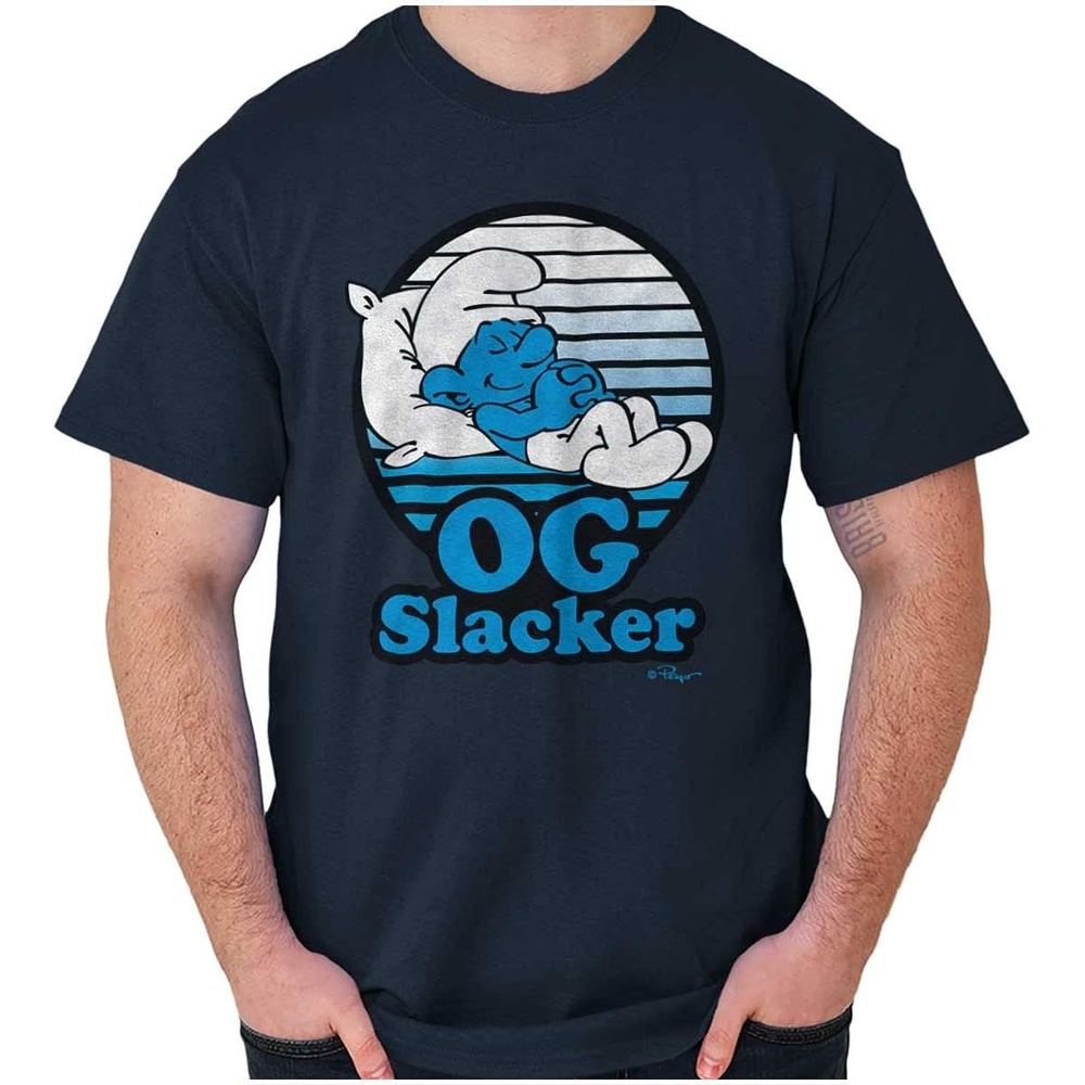 image:imageLazy Smurf OG Slacker Sleepy Naps Graphic T Shirt Men or WomenNavy