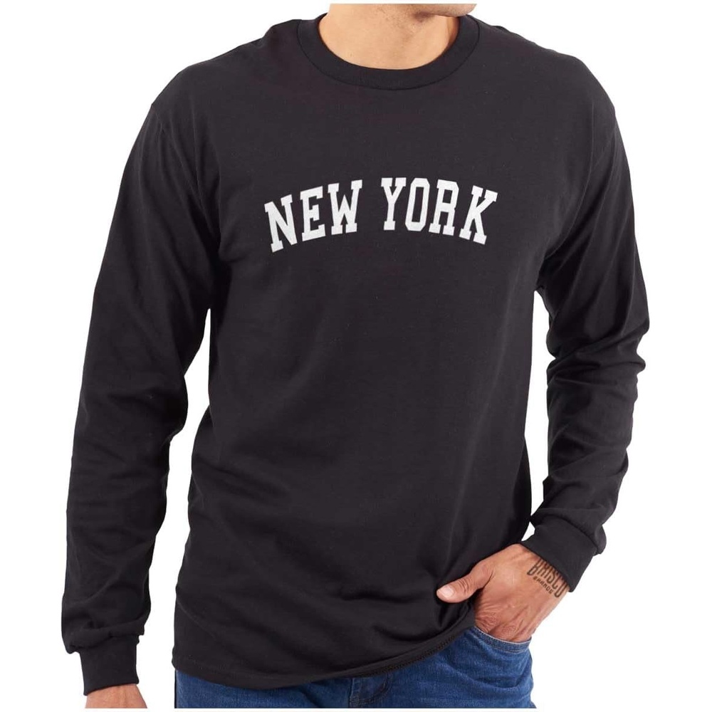 image:imageNew York Simple Traditional Classic Long Sleeve Tshirt Men WomenBlack