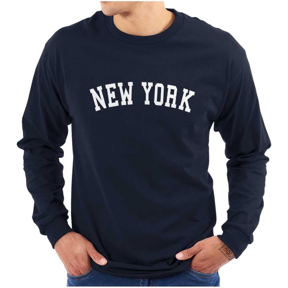 image:imageNew York Simple Traditional Classic Long Sleeve Tshirt Men WomenNavy