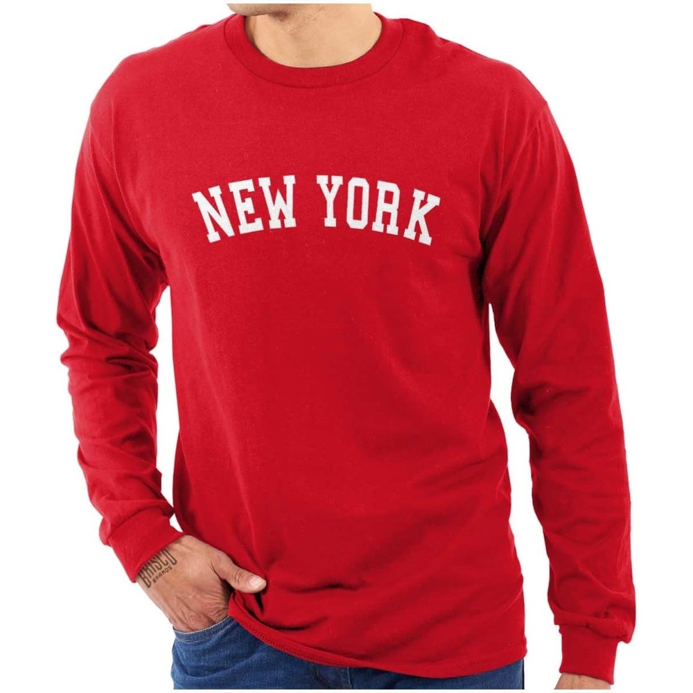 image:imageNew York Simple Traditional Classic Long Sleeve Tshirt Men WomenRed
