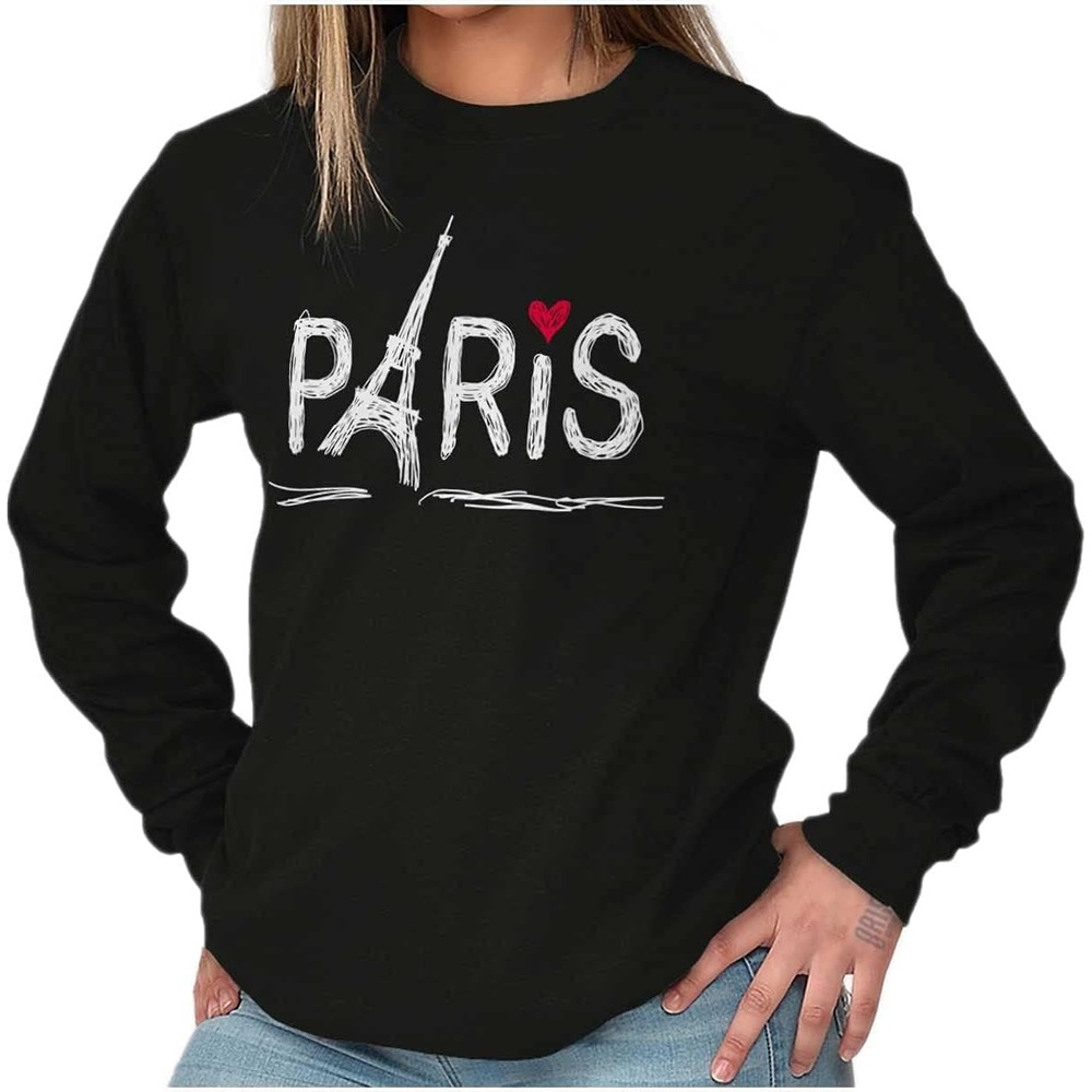 image:imageParis France Eiffel Tower Souvenir Womens Long Sleeve T ShirtBlack