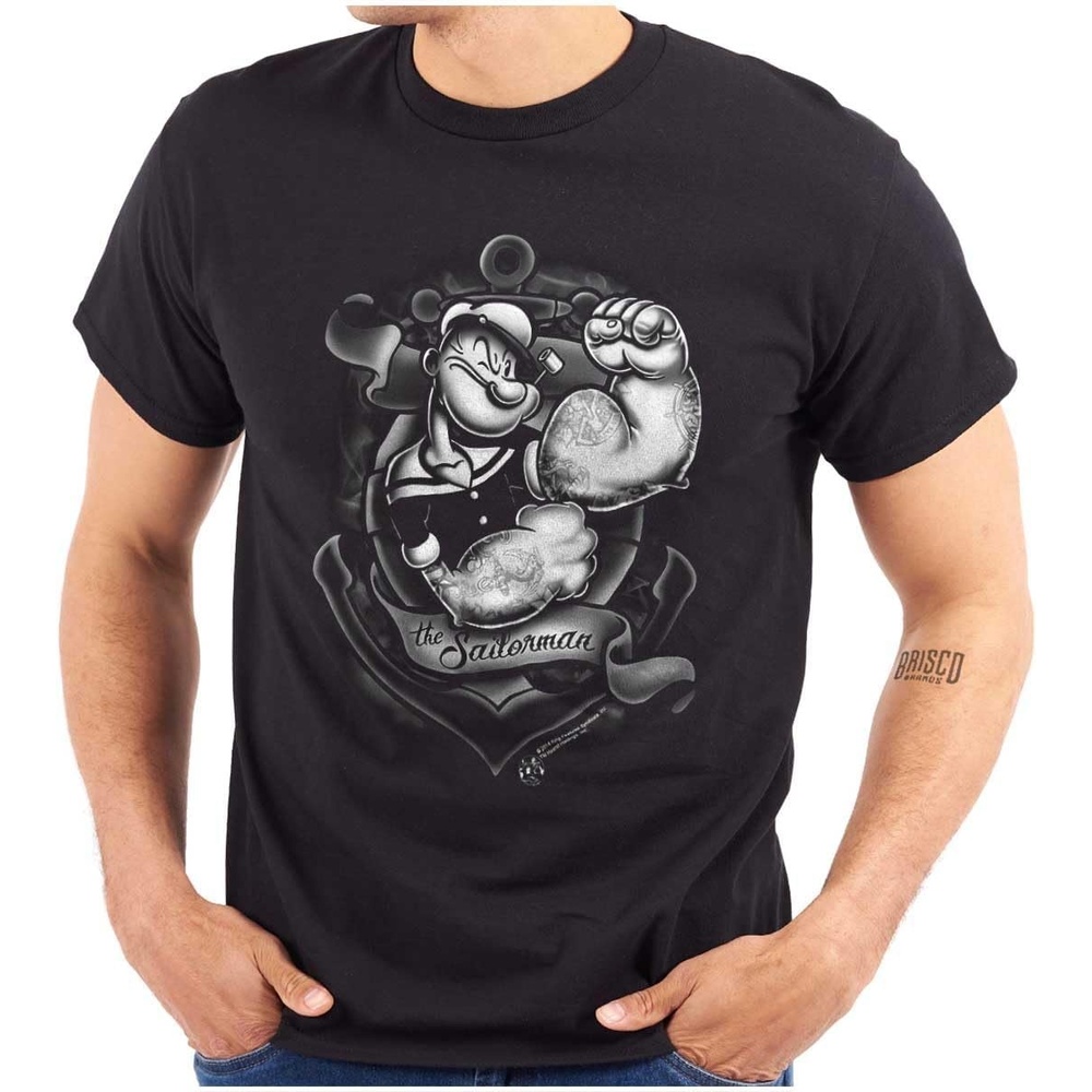 image:imagePopeye Anchor Tattoo Muscle Flex Graphic T Shirt Men or WomenBlack