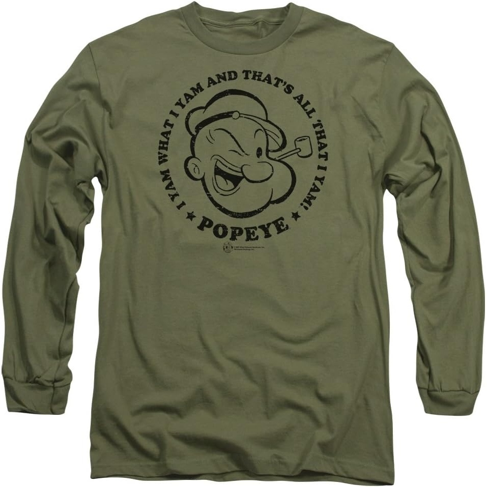 image:imagePopeye The Sailor Man Animated Cartoon Character I Yam Adult Long Sleeve TShirt GreenGreen