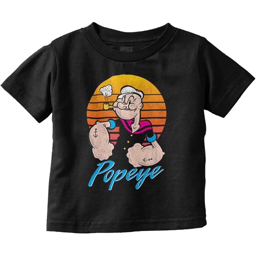 image:imagePopeye The Sailor Man Retro Sunset Toddler Boy Girl T ShirtBlack