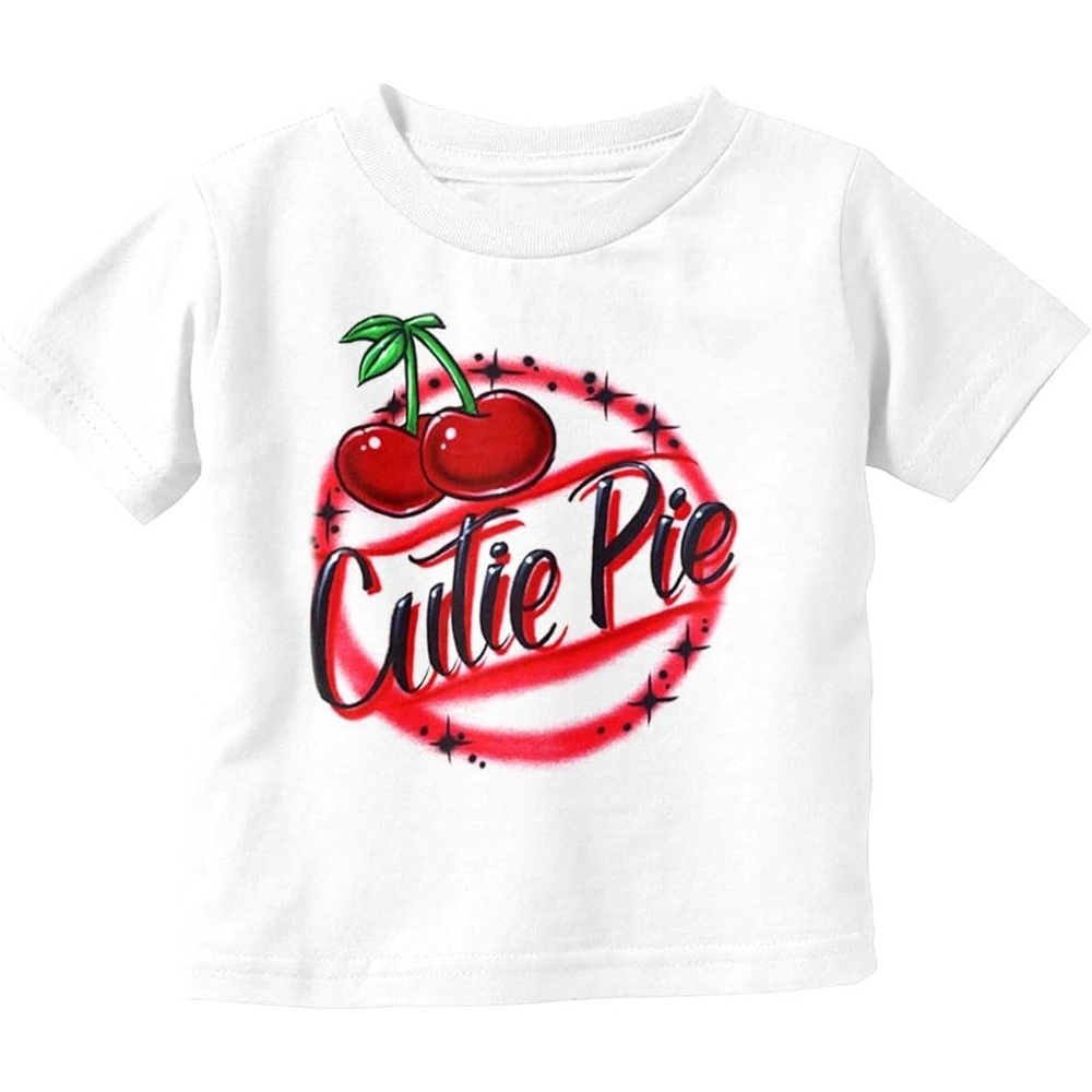 image:imageRetro Airbrushed Cherry Cutie Pie Toddler Baby Girl T ShirtWhite
