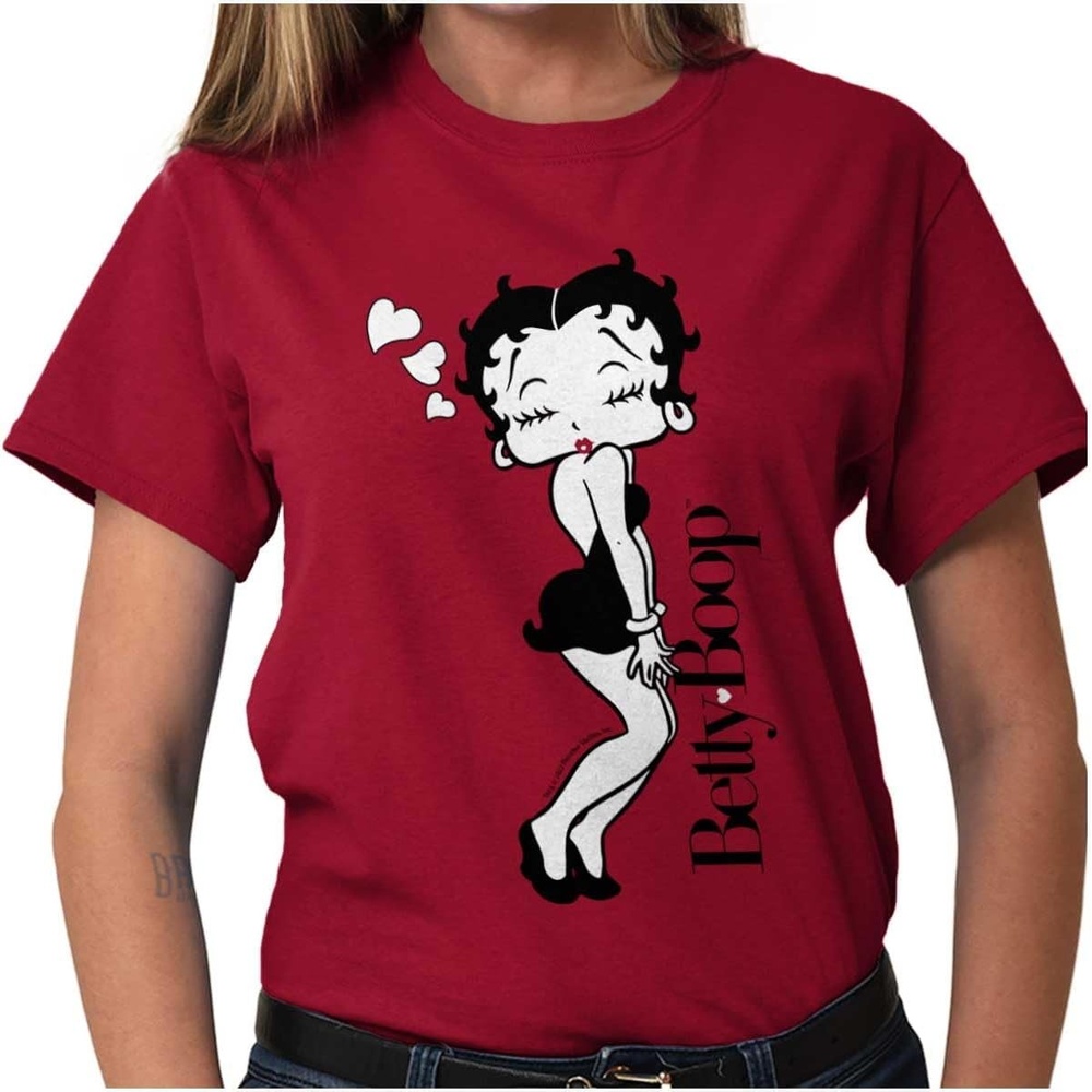 image:imageRetro Betty Boop Cartoon Love Kisses Womens Graphic T Shirt TeesCardinal Red