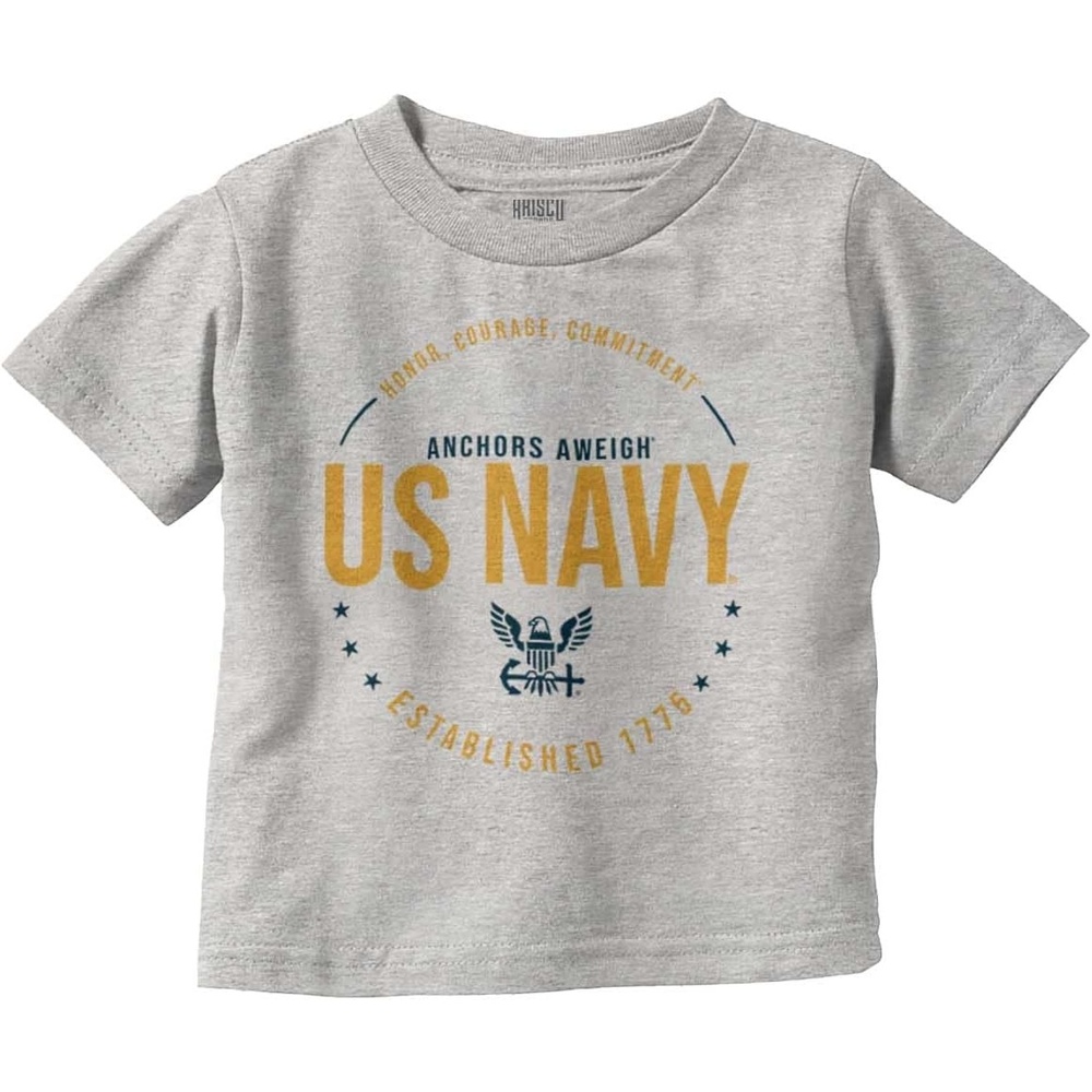 image:imageUS Navy Logo Anchors Aweigh Est 1775 Toddler Boy Girl T ShirtHeather