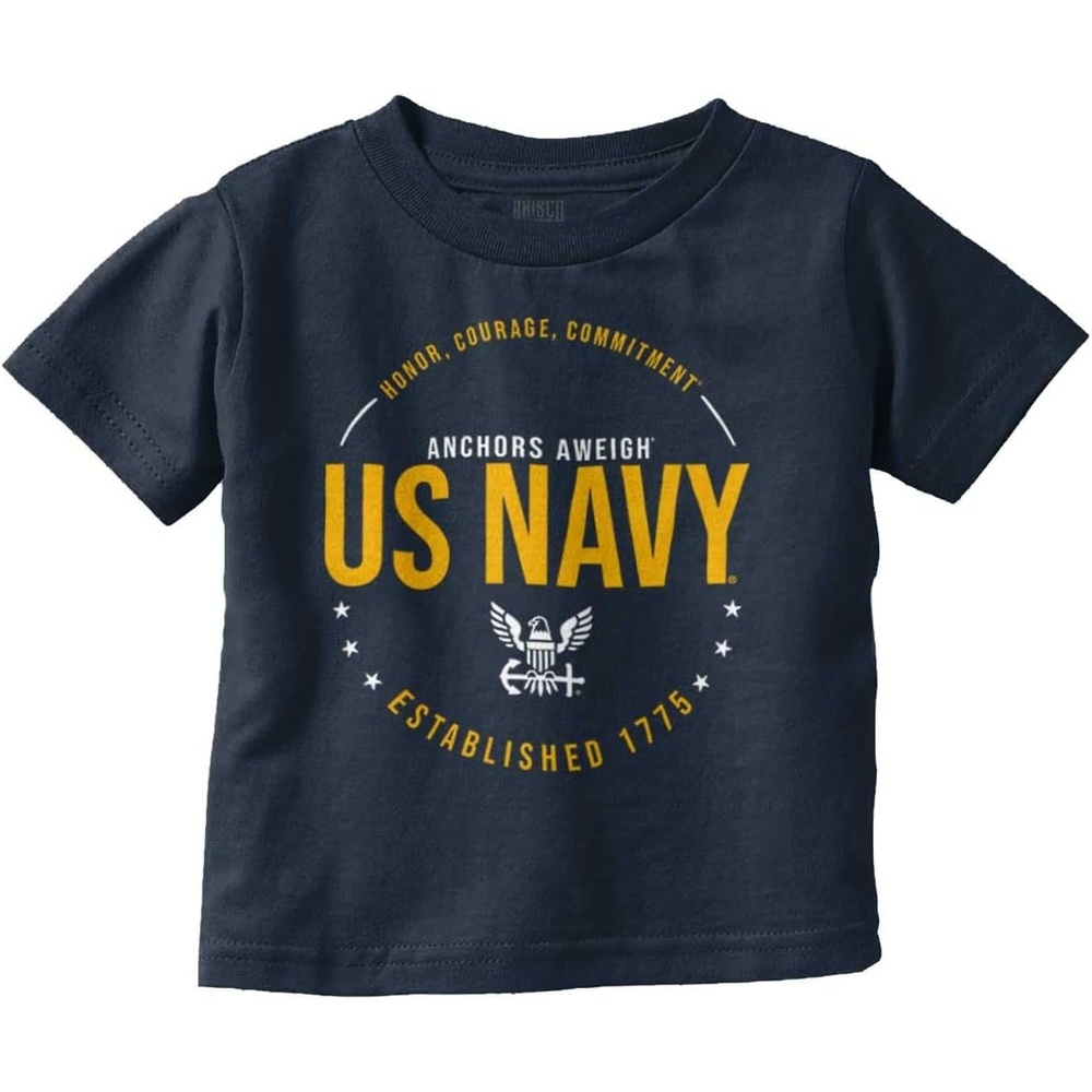 image:imageUS Navy Logo Anchors Aweigh Est 1775 Toddler Boy Girl T ShirtNavy