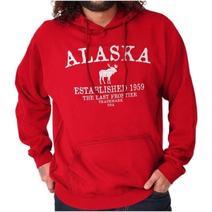 Alaska Vintage Established Hipster Hoodie Sweatshirt Women Men(Red)
