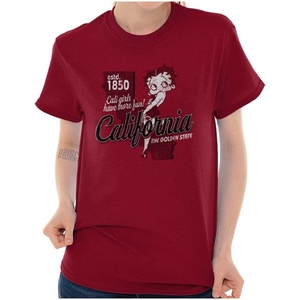 Betty Boop Cartoon American States Womens Graphic T Shirt Tees(California)