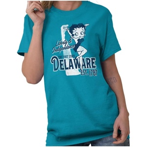 Betty Boop Cartoon American States Womens Graphic T Shirt Tees(Delaware)