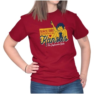 Betty Boop Cartoon American States Womens Graphic T Shirt Tees(Kansas)