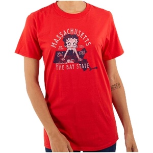 Betty Boop Cartoon American States Womens Graphic T Shirt Tees(Massachusetts)