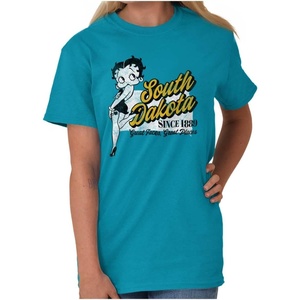 Betty Boop Cartoon American States Womens Graphic T Shirt Tees(South Dakota)