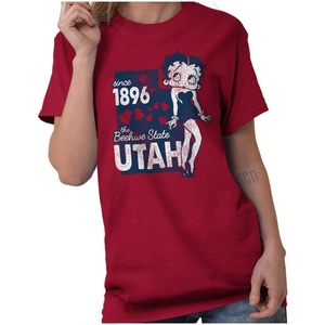 Betty Boop Cartoon American States Womens Graphic T Shirt Tees(Utah)