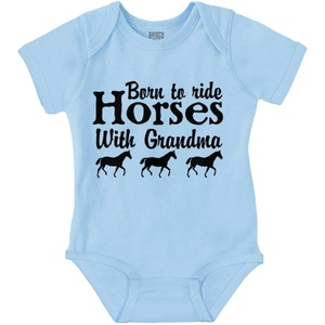 Born To Ride Horses With Grandma Baby Romper Boys or Girls(Light Blue)