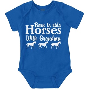 Born To Ride Horses With Grandma Baby Romper Boys or Girls(Royal)