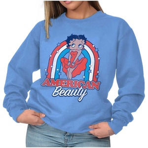 Brisco Brands Betty Boop Cartoon American Beauty Women Crewneck Sweatshirt(Carolina Blue)