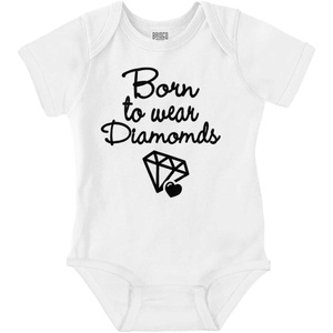 Brisco Brands Born To Wear Diamonds Cute Cursive Baby Bodysuit Jumper Girls(White)